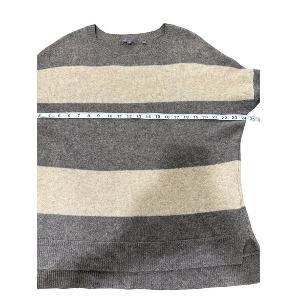 Vince Striped Sweater Wool Yak Hair Sweater Tunic Gray Cream Women Size S - Picture 6 of 8